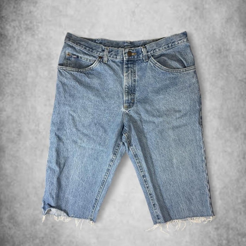 Vintage Lee Denim Jorts Cutoff Shorts Light Wash Blue Mens 36 x 11 Skater Y2K